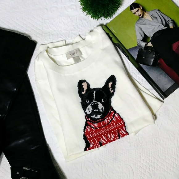 NWT LOFT Winter Frenchie Bulldog Sweater - Picture 6 of 6